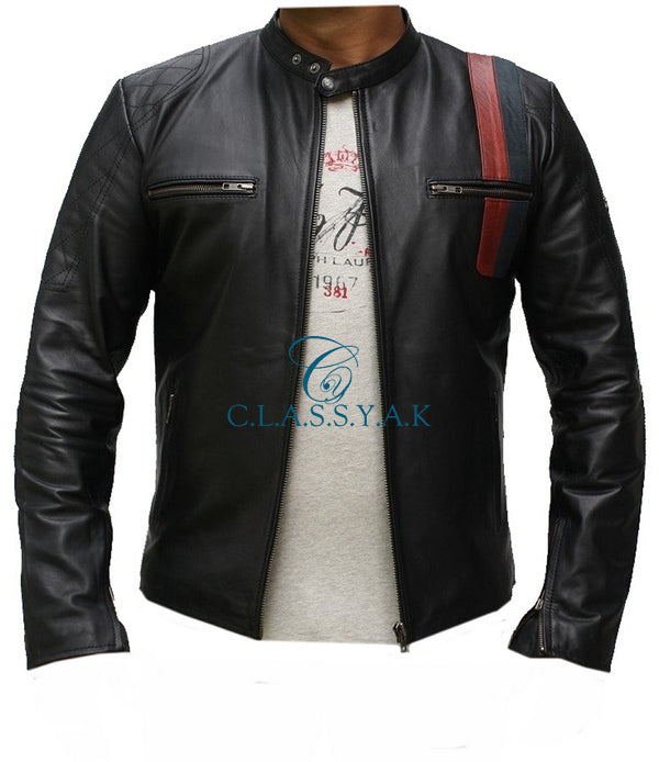Fashion Genuine Leather Jacket Men Motorcycle Cow Hide Leather