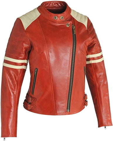 Classyak Women's Vintage Fashion Motorbike Jacket