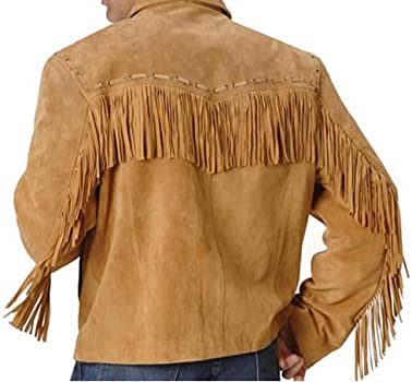 Classyak Western Leather Jacket Brown with Fringes Simple