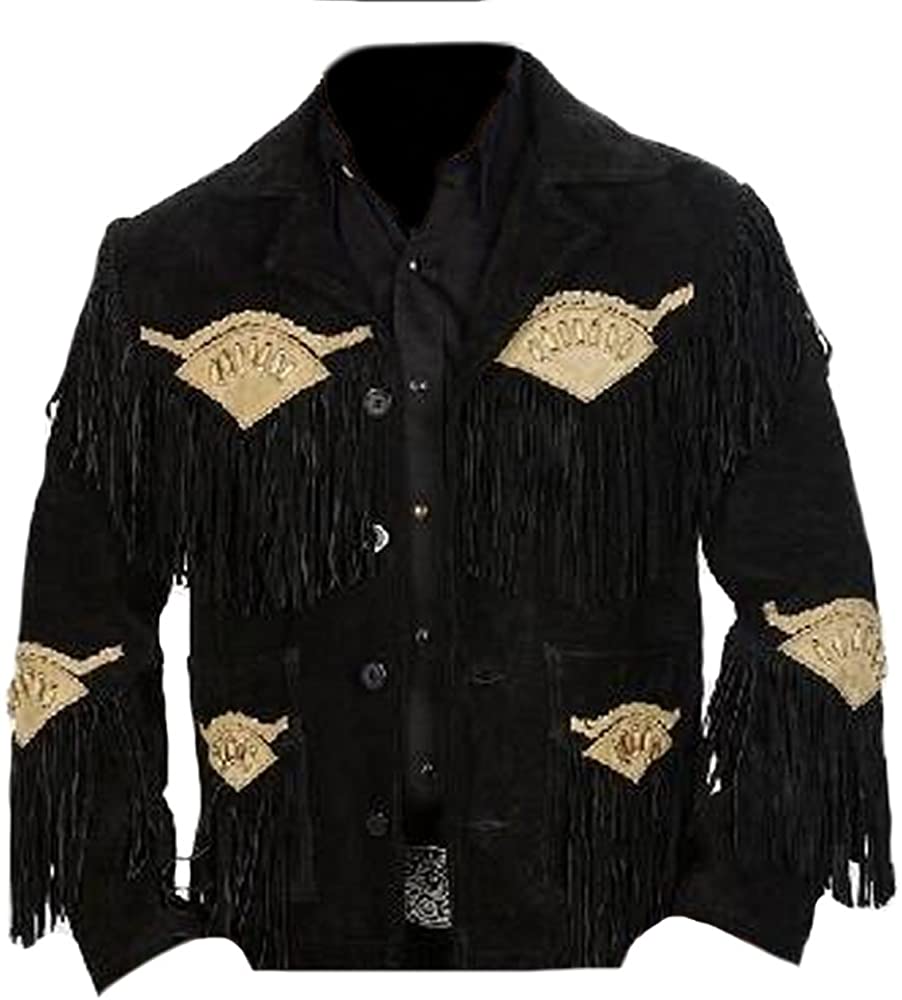 Classyak Men's Cowboy Suede Leather Jacket