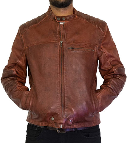 Classyak Men's Fashion Cow Hide Leather Jacket