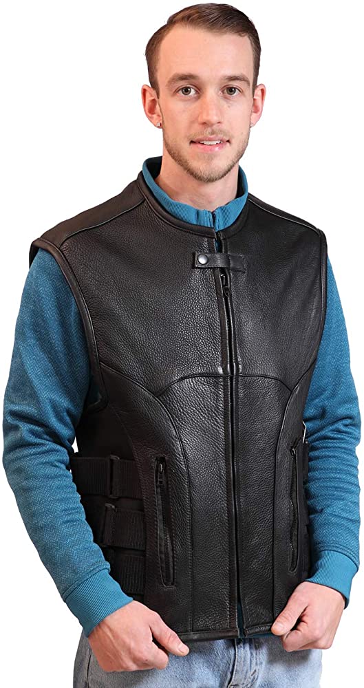 Classyak Men's Fashion Real Leather Exclusive Style Moto Vest