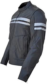 Classyak Motorcycle Leather Jacket, Perforated Panels & Protection