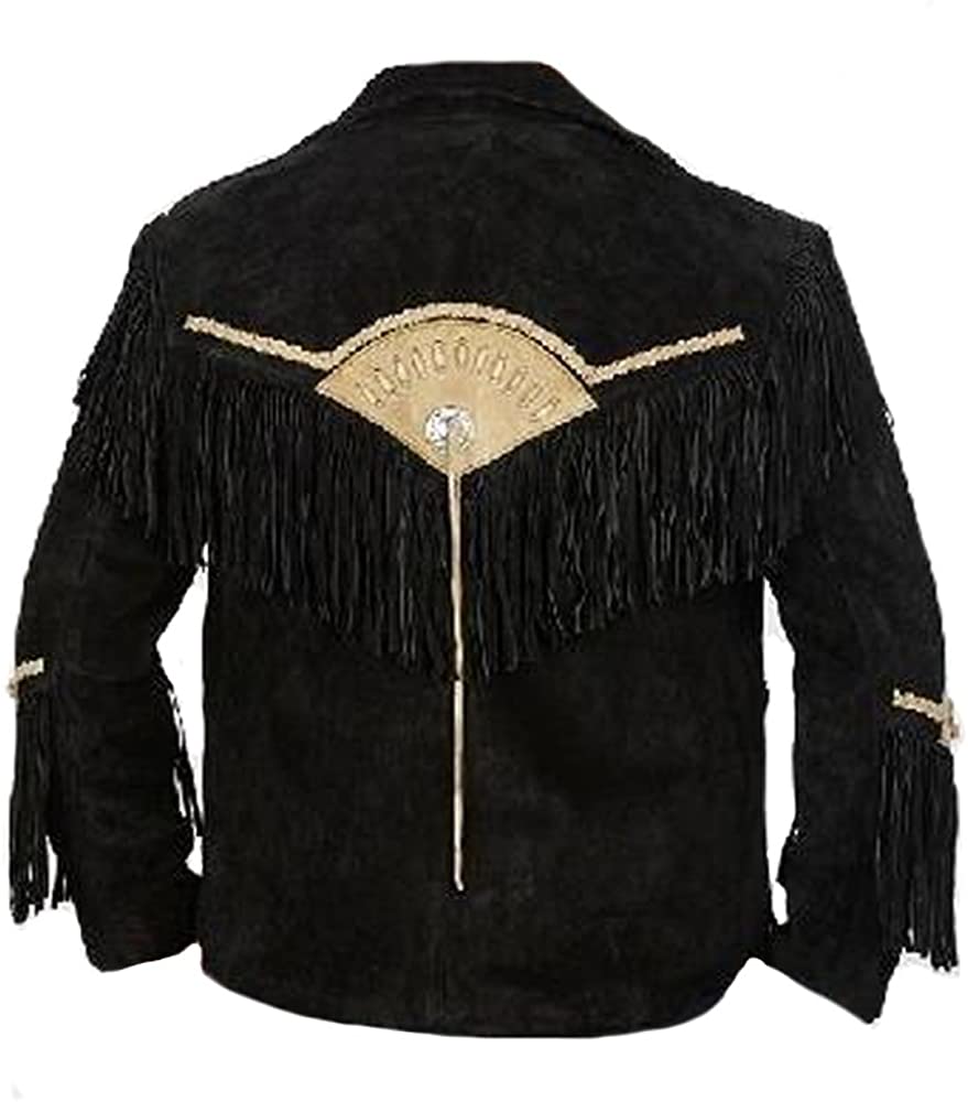 Classyak Men's Cowboy Suede Leather Jacket