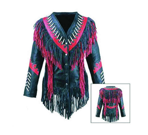 Classyak Western Leather Jackets, fringed and beaded, Xs-5xl