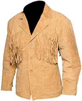 Classyak Men's Cowboy Suede Leather Coat