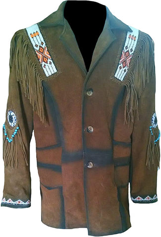 Classyak Men's Western Cowboy Fringed Stylish Coat