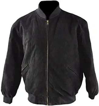 Classyak Men's Fashion Bomber Style Black Suede Leather Jacket