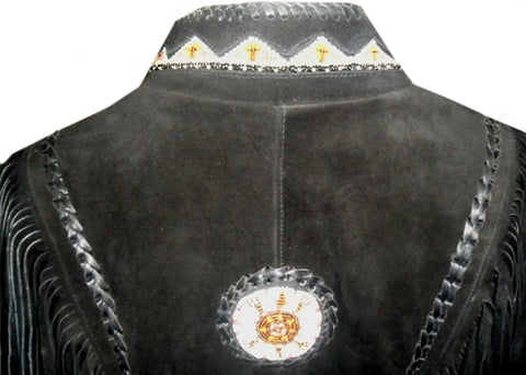 Classyak Women Western Leather Jacket with Fringes & Bones, Supreme Quality