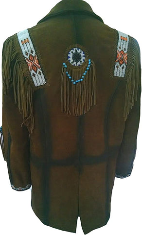 Classyak Men's Western Cowboy Fringed Stylish Coat