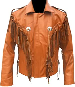 Classyak Western Indian beads and fringes Real Leather Cowboy Jacket