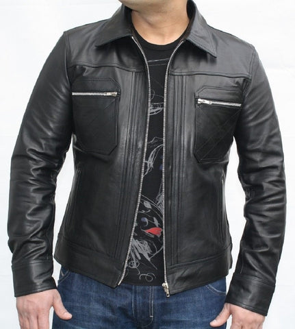Classyak Men Fashion Sheep Leather Jacket Black Air