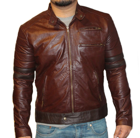 Classyak Men fashion Real Leather Jacket Brown Spark, Quality Lambskin, Xs-5xl