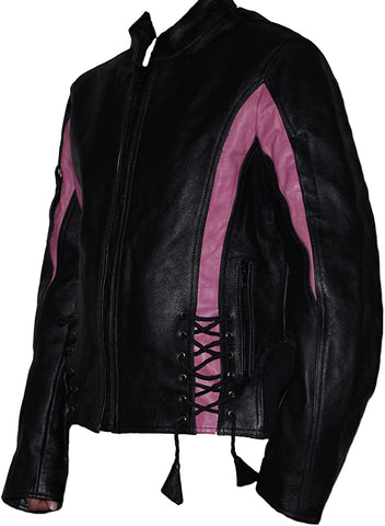 Classyak Women Motorbike Real Leather Jacket, Special Butterfly Design