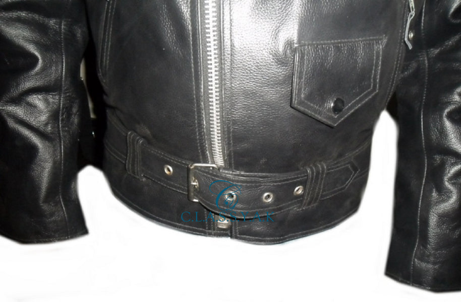 Fashion Biker Leather Jacket Black Motorcycle - Premiere Buffalo Leather