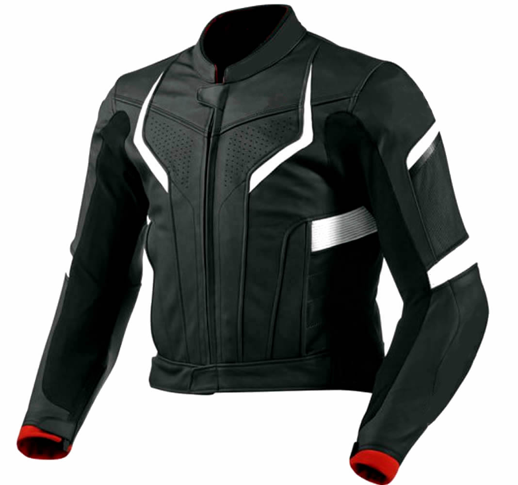 Classyak Real Leather Motorbike Jacket, Top Quality Cowhide Black & White, Xs-5xl