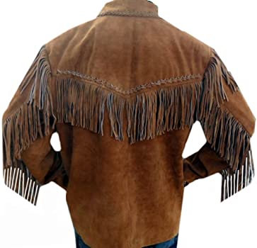 Classyak Western Leather Jacket Fringed & Bones