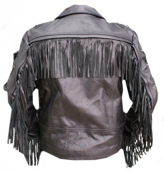 Classyak Black Western Style Motorcycle Genuine leather Jacket