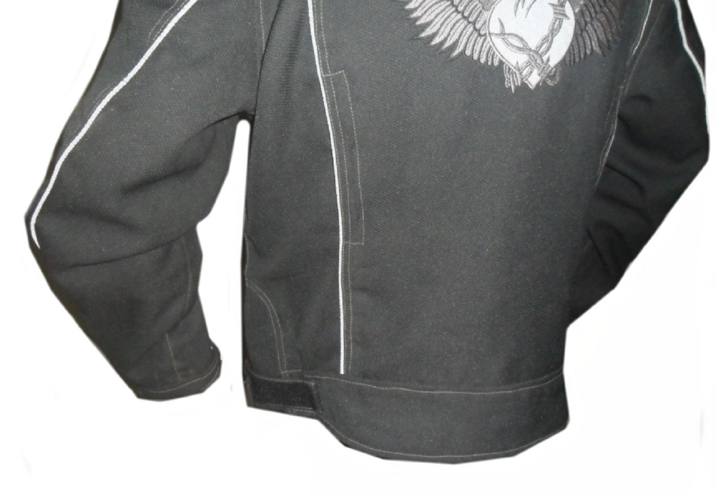 Motorcycle Jacket Flying Love Black Dobie Fabric