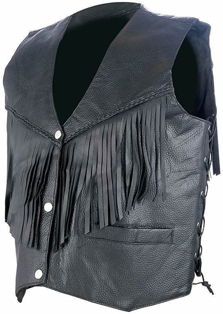 Classyak Western Fringed  Leather Vest