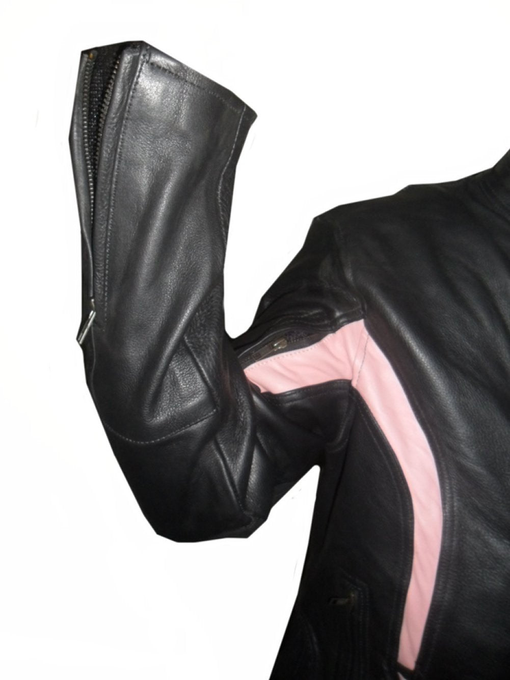 Classyak Women's Biker Pink Butterfly Leather Jacket