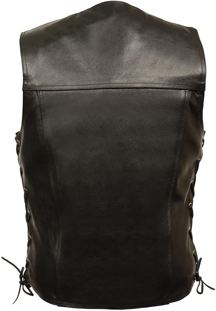 Classyak Men's Fashion Snap Side Lace Real Leather Vest