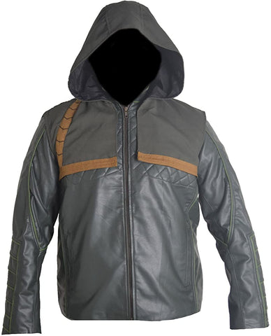 Classyak Men's Arrow Fashion Real Leather Hoodie Style Jacket