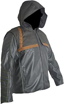Classyak Men's Arrow Fashion Real Leather Hoodie Style Jacket