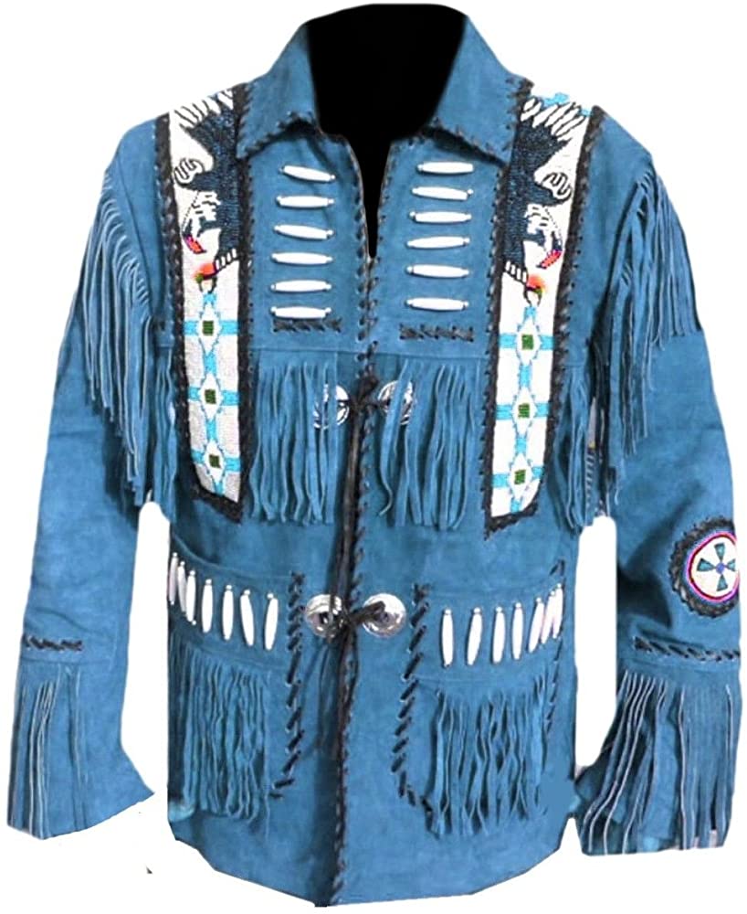 Classyak Men's Western Eagle Bead Jacket