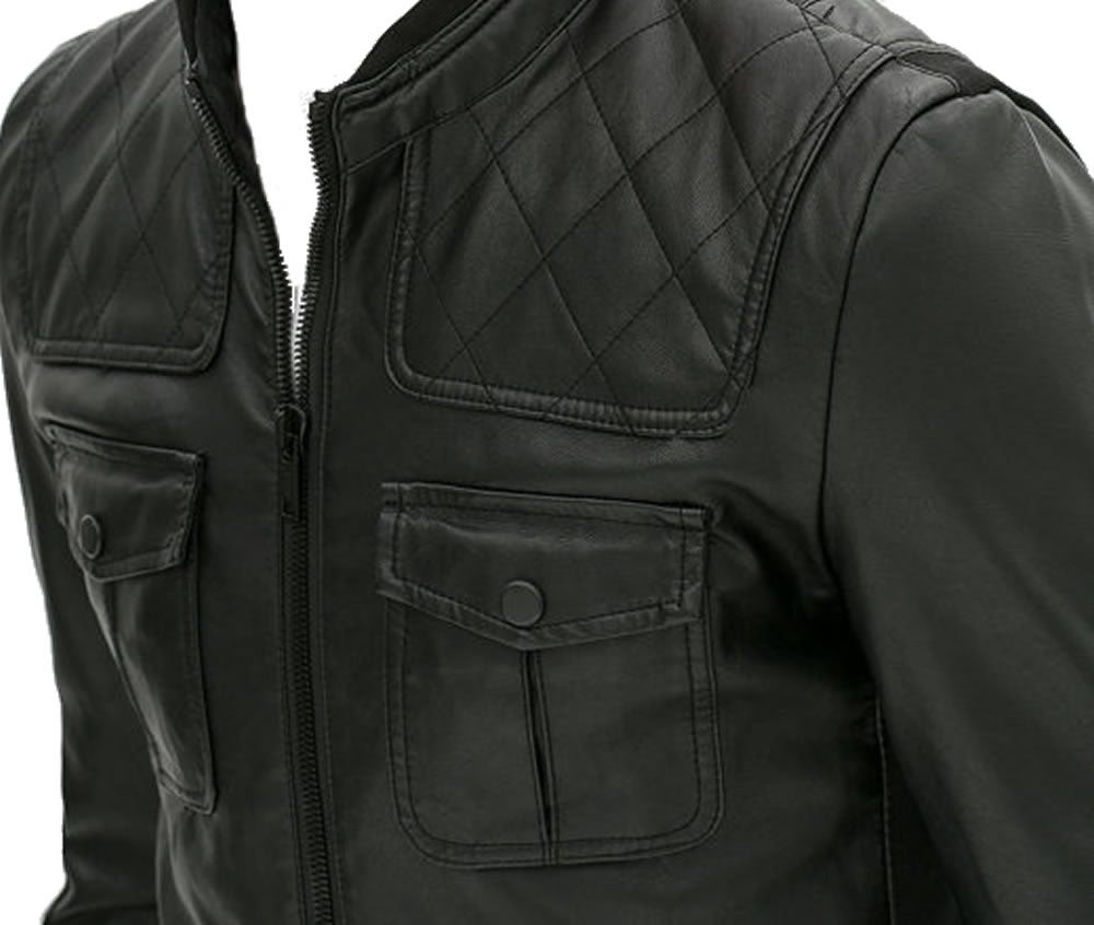 Classyak Men Fashion Real Leather Moto Jacket Black HIgh Quality Sheep Leather, Xs-5xl