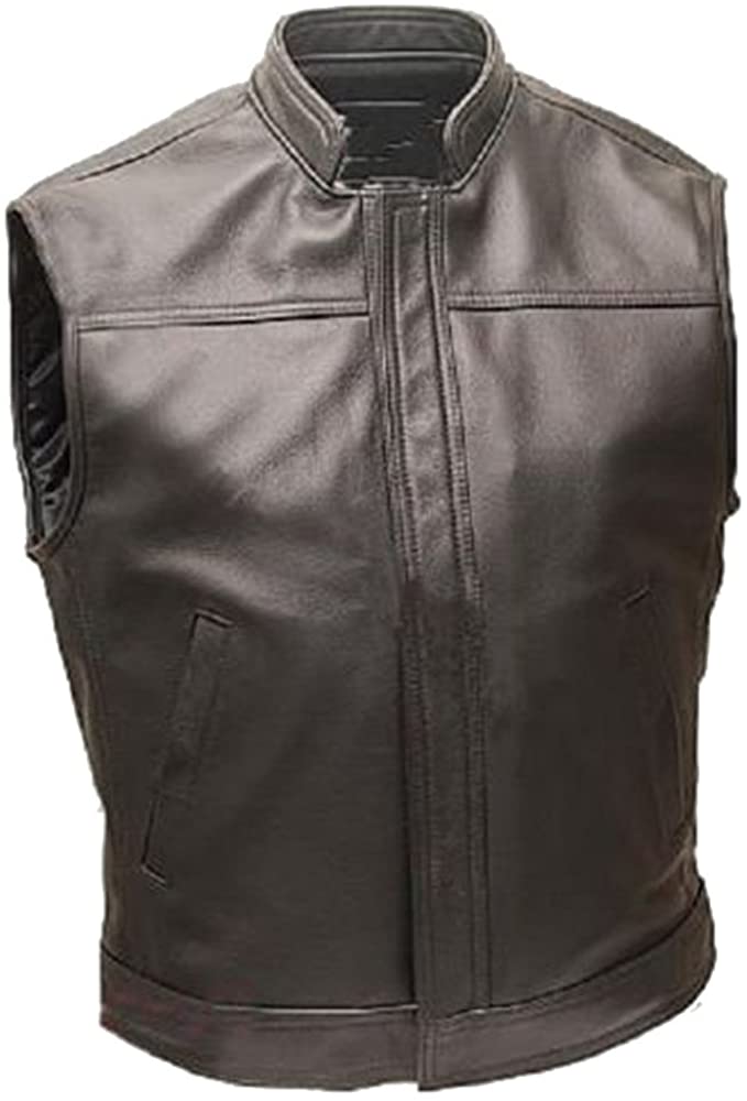 Classyak Men's Fashion Slim Fit Real Leather Racer Vest