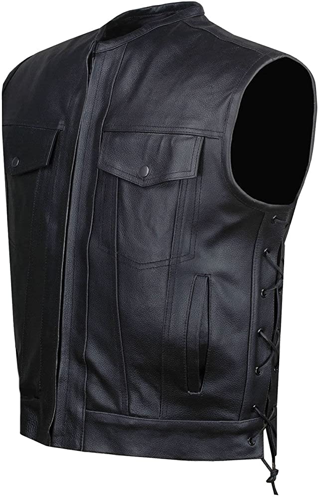 Classyak Men's Fashion Stylish Biker Genuine Leather Vest