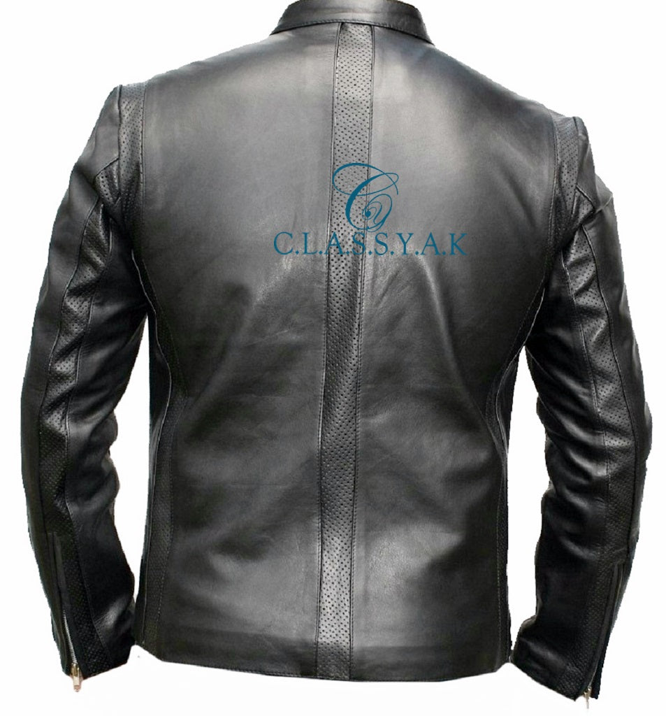 Classyak Mens Fashion Black  Leather Jacket