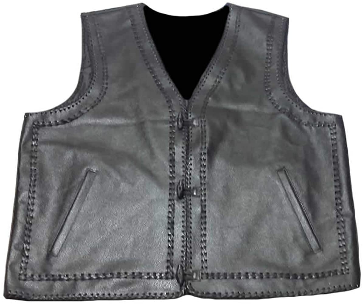 Classyak Men's Real Leather Biker Fashion Vest