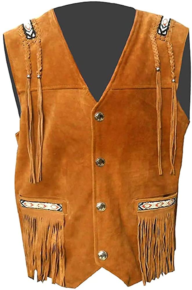 Classyak Western Leather Vest, A Grade Suede Leather