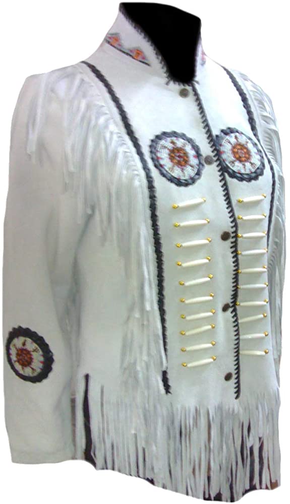 Classyak Women's Western Fringed Boned Jacket