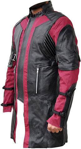Classyak Men's Fashion Hawkeye High Quality Leather Coat Costume
