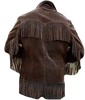 Classyak Men's Western Cowboy Fringed Coat Suede Jacket