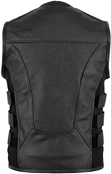 Classyak Men's Fashion Real Leather Vest with Side Snaps