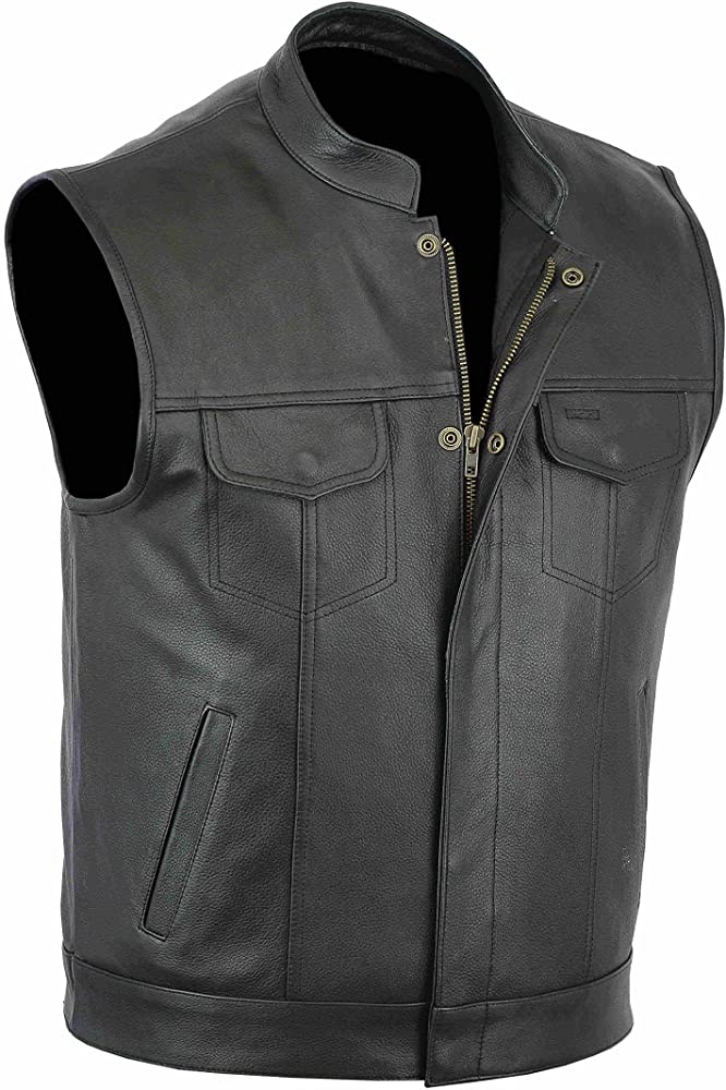Classyak Men's Fashion Stylish Real Leather Biker Vest