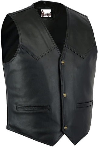 Classyak Men's Fashion Slim Fit Real Leather Stylish Vest