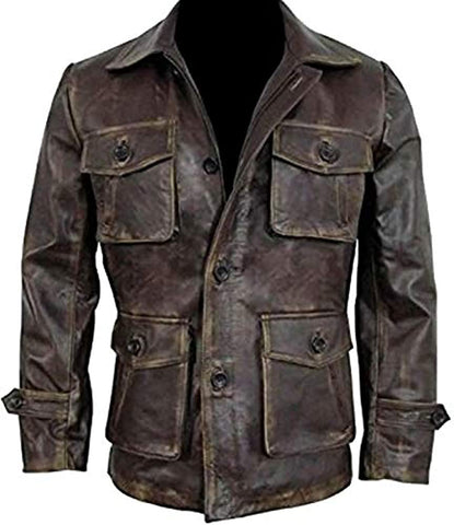 Classyak Men's Fashion Distressed Leather Stylish Coat