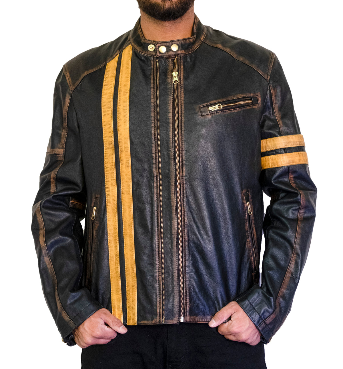 Classyak Men's Fashion vintage leather jacket