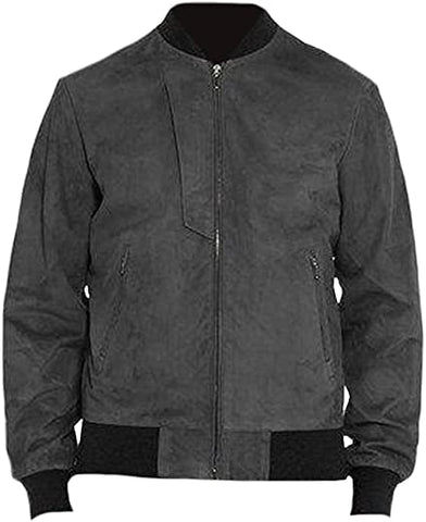 Classyak Men's Fashion Bomber Grey Suede Leather Jacket