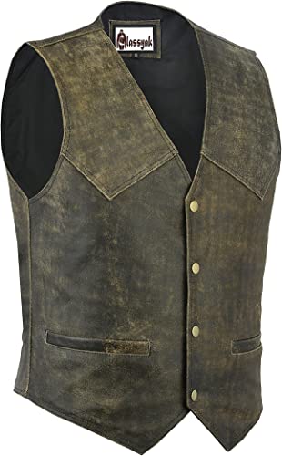 Classyak Men's Fashion Real Leather Biker Vest