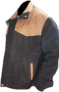 Classyak Men's Fashion Black n Brown Suede Leather Jacket