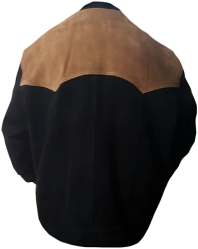 Classyak Men's Fashion Black n Brown Suede Leather Jacket