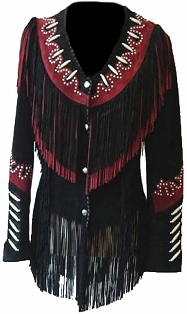 Classyak Women's Western Cowgirl Leather Jacket
