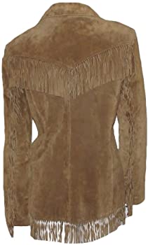 Classyak Women's Cowgirl Suede Leather Fringed Coat