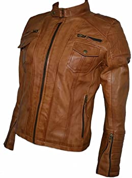 Classyak Women Fashion Leather Jacket Brown, High Grade Lambskin